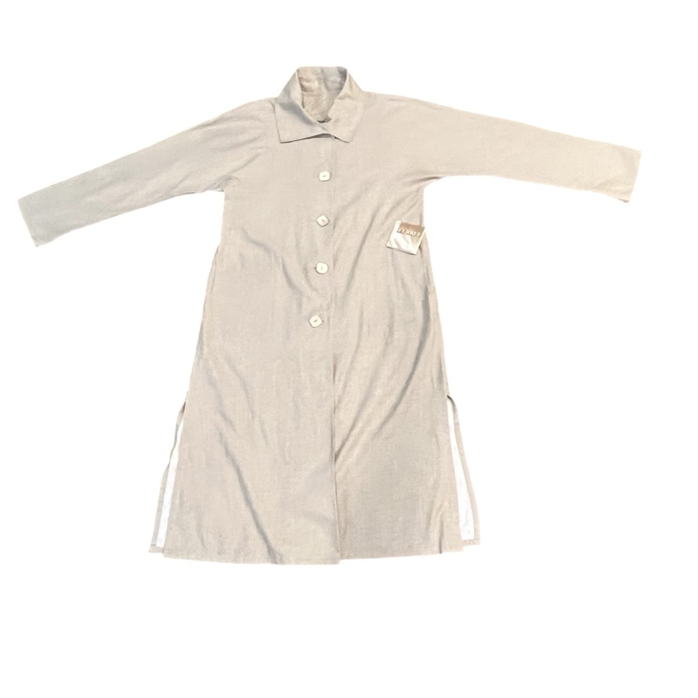 Maralyce Ferree Linen Coat Long Duster Cream Jacket Minimalist Trench Small - Picture 4 of 16
